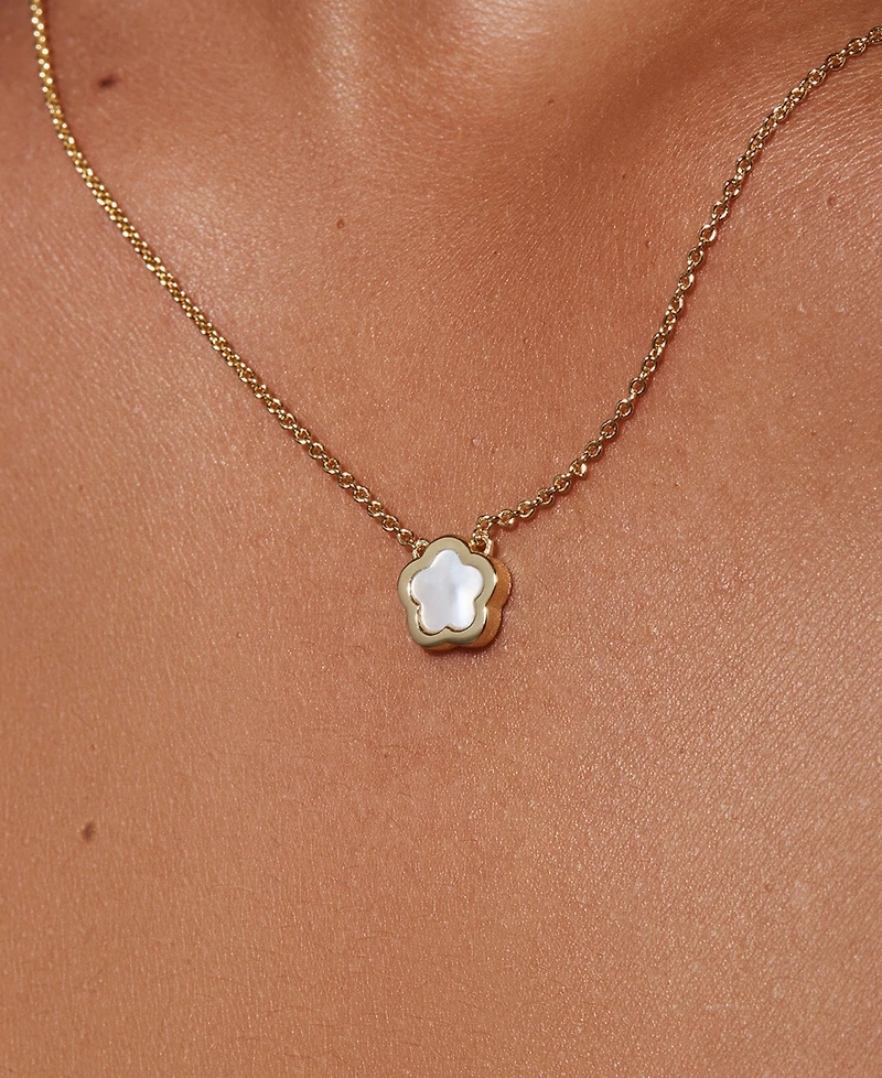Ana Luisa Saya Gold-Plated Mother of Pearl Inlay Flower Pendant Necklace
