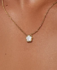 Ana Luisa Saya Gold-Plated Mother of Pearl Inlay Flower Pendant Necklace