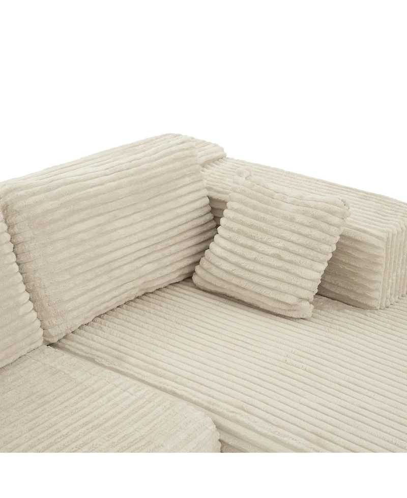 Famapy Modular Sectional Sofa with Pillows, L-Shape Corduroy Cloud Couch