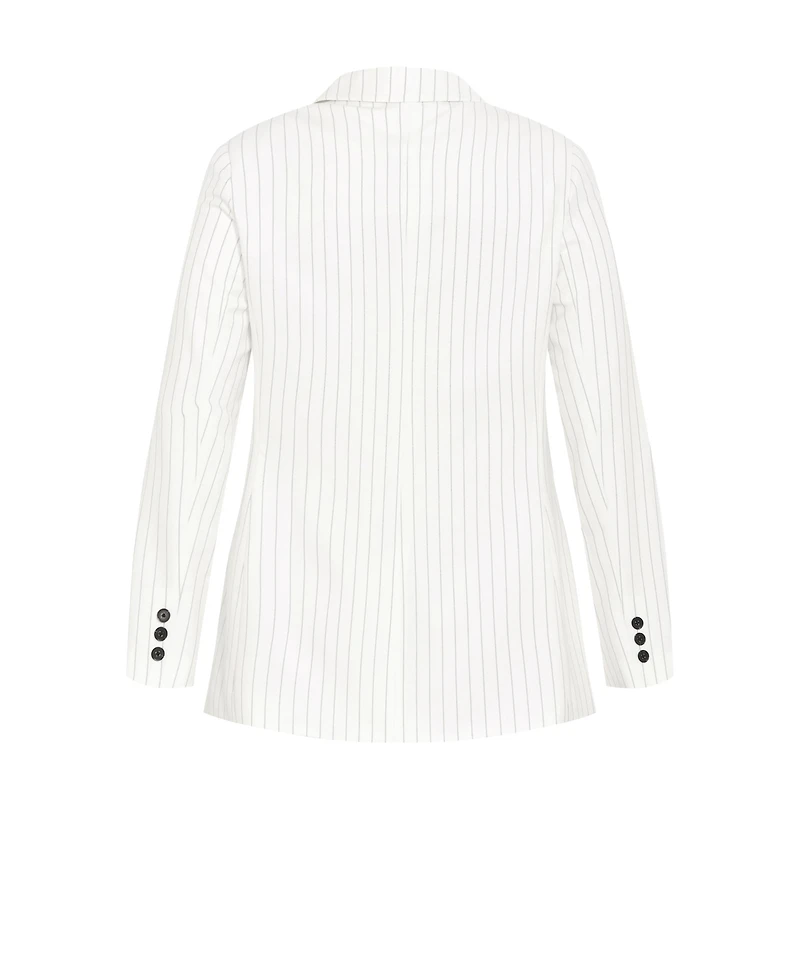 City Chic Women's Pinstripe Double Breasted Blazer