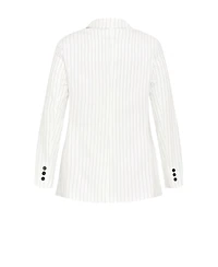 City Chic Women's Pinstripe Double Breasted Blazer