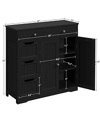 Yigii Free-standing Bathroom Storage Cabinet 4 Drawers 2 Doors Adjustable Shelves Multi-functional