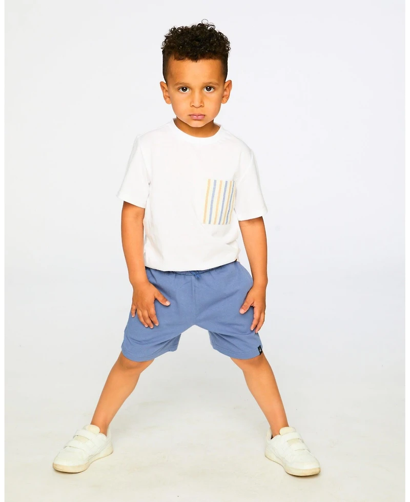 Deux par Deux Little Boys Jersey T-Shirt with Chest Pocket White