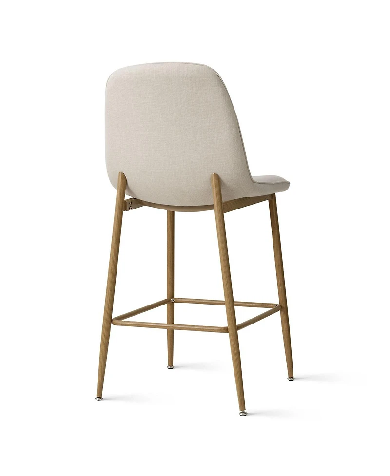 Maison Boucle Upholstered Counter Height Bar Stools Set of 3, Wood Look Legs