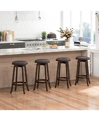 Gouun 29 in Upholstered Pu Leather Bar Stool Set of 2 with 360-Degree Swivel Round Seat