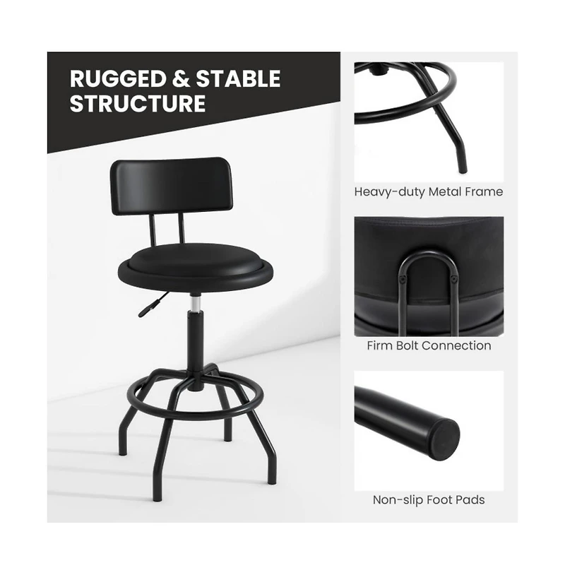 Gouun Adjustable Swivel Counter Height Bar Stool Set of 2 with Padded Pu Leather Seat and Back