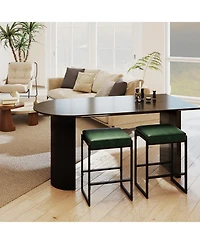 Gouun 26 in Counter Height Faux Leather Backless Bar Stool Set of 2 with Padded Saddle Seat