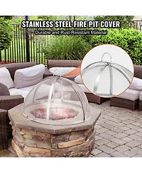 Sugift 36in Diameter Stainless Steel Firepit Spark Screen Lid Cover for Patio Fire Pits