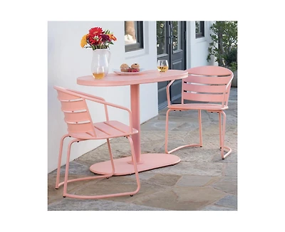 Sumyeg 3-Piece Retro Modern Outdoor Bistro Set with Oval Table