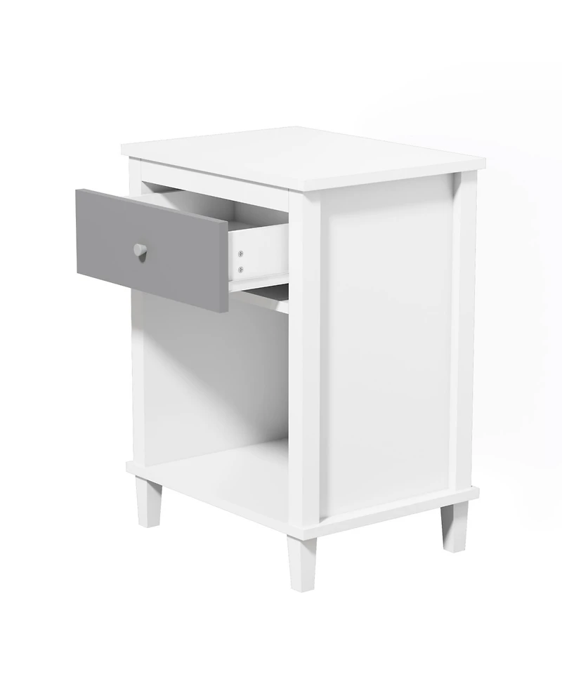 sumyeg Wooden Nightstand with One Drawer and Shelf