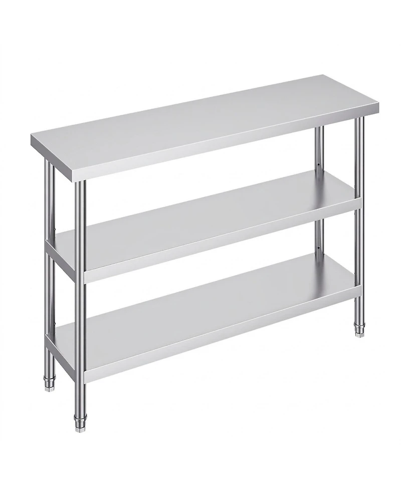 Sugift Stainless Steel Food Prep Table 14 x 48 x 34 in with Adjustable Undershelf for Kitchen