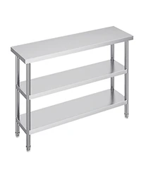 Sugift Stainless Steel Food Prep Table 14 x 48 x 34 in with Adjustable Undershelf for Kitchen