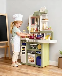 Sugift 88-Piece Kids Play Kitchen Set with Realistic Sounds Lights and Sink Pretend Cooking Toy for Ages 3