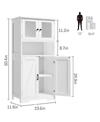 gaomon Tall Bathroom Storage Cabinet with 4 Doors and Adjustable Shelves