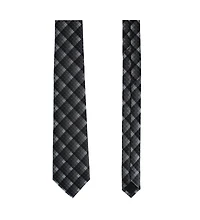 Trafalgar Men's Falcon Grey and Silver Micro Square Business Silk Necktie
