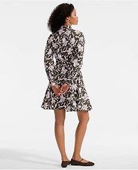 Lands' End Women's Poplin Button Front Dress with Godets