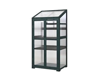 sumyeg 62inch Outdoor Height Wood Large Greenhouse Balcony Portable Cold Frame with Wheels and Adjustable Shelves