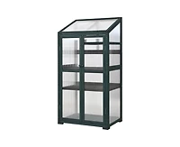 sumyeg 62inch Outdoor Height Wood Large Greenhouse Balcony Portable Cold Frame with Wheels and Adjustable Shelves