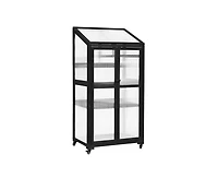 sumyeg 62inch Outdoor Height Wood Large Greenhouse Balcony Portable Cold Frame with Wheels and Adjustable Shelves