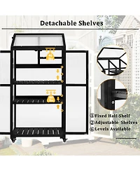 sumyeg 62inch Outdoor Height Wood Large Greenhouse Balcony Portable Cold Frame with Wheels and Adjustable Shelves