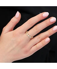 The Lovery Cz Clover Station Band 14K Gold-Plated Sterling Silver