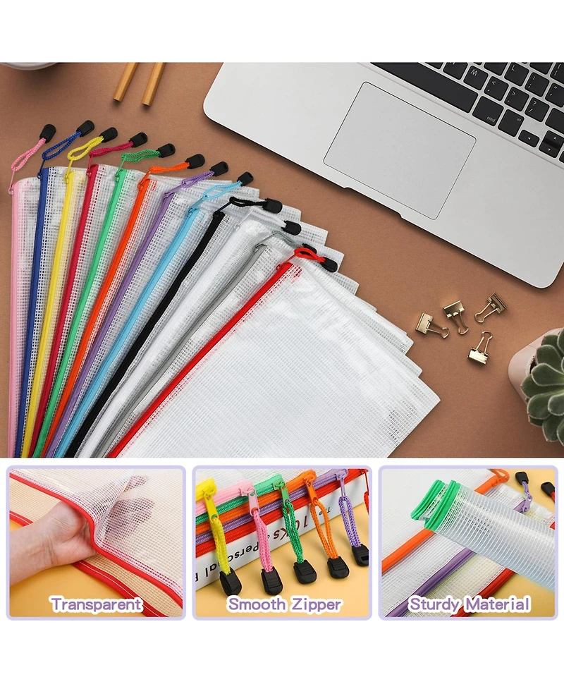 Gnuadz 36 packs Mesh Zipper Pouch Bags for Office Travel Storage A5