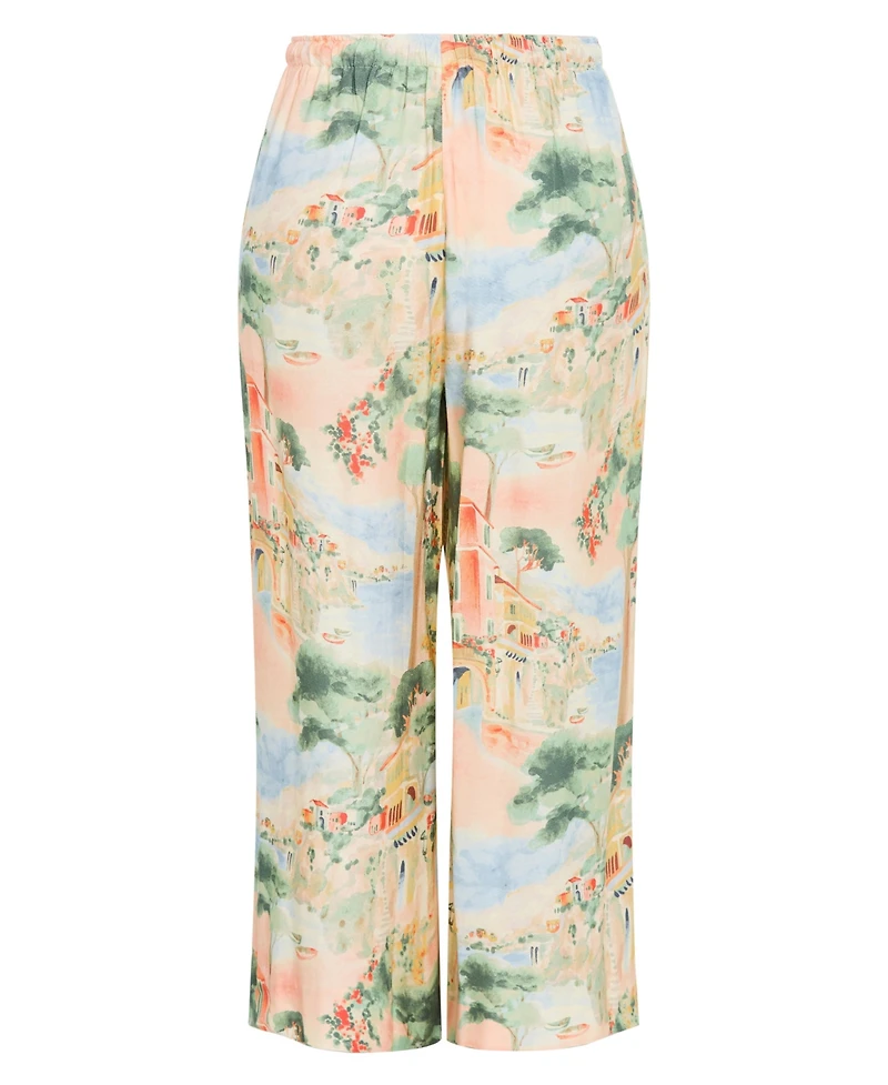 City Chic Women's Halle Sardinia Print Wide Leg Pant