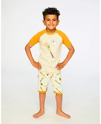 Deux par Deux Little Boys Cotton Two-Piece Pyjama Set Baseball Print