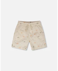 Deux par Deux Little Boys Poplin Shorts Safari Print