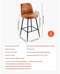 Gouun 27 in Swivel Counter Height Pu Leather Bar Stool Set of 2 with Backrest and Metal Legs