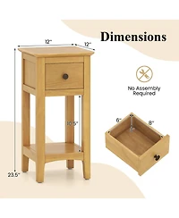 sumyeg 3-Tier Nightstand with Drawer and Open Storage Shelf