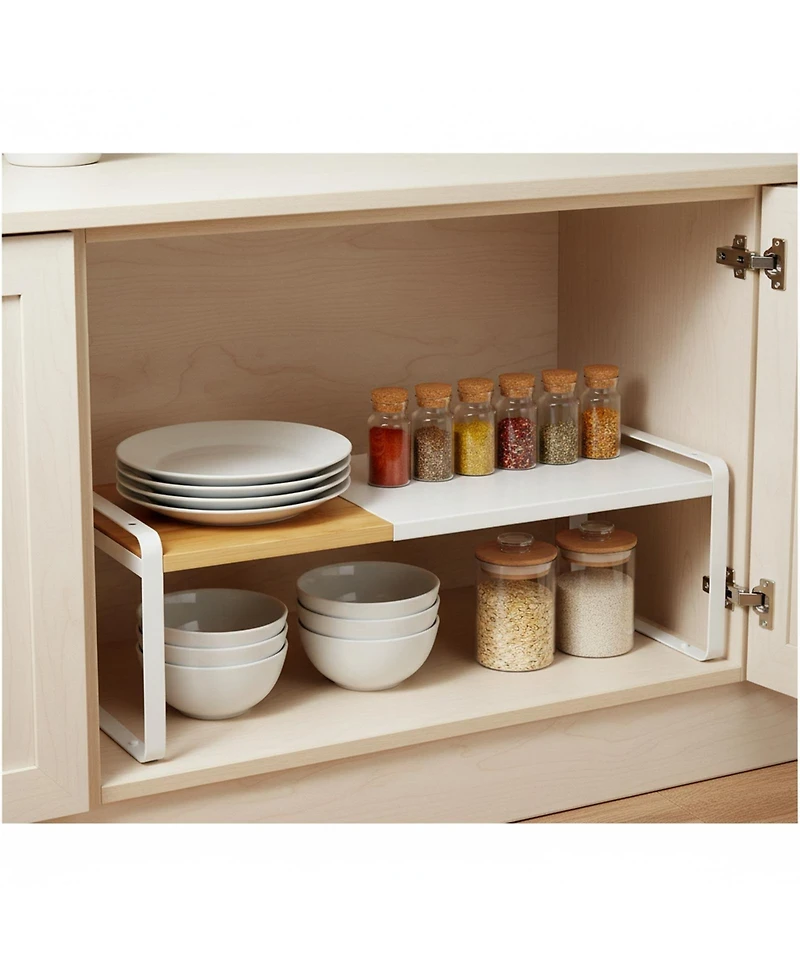 Yigii Expandable Stackable Cabinet Shelf Organizer Anti-slip Kitchen Pantry Closet Shoe Storage Adjustable