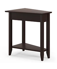 sumyeg 2-Tier Wedge Narrow End Table with Storage Shelf and Solid Wood Legs