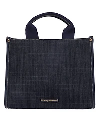 Tommy Bahama Dorothy Medium Denim Tote – Embroidered Leaf Convertible Top Handle and Crossbody Bag