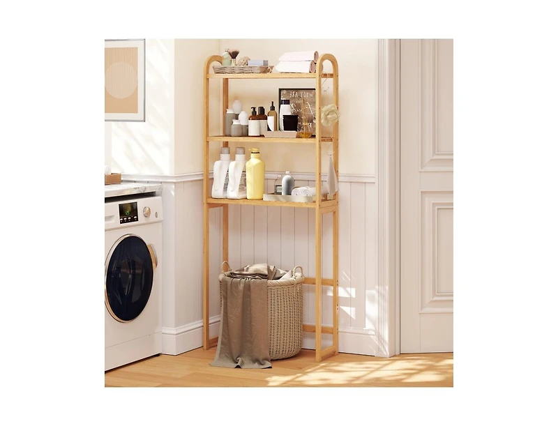 Slickblue 3-Tier Wicker Bathroom Floor Organizer with Adjustable Shelves