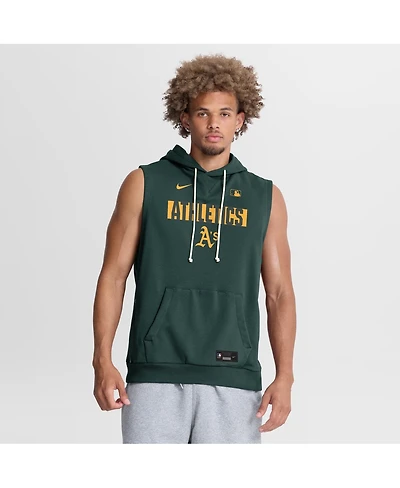 Nike Men's Green Athletics Authentic Collection Standard Issue Dri-fit Sleeveless Hoodie