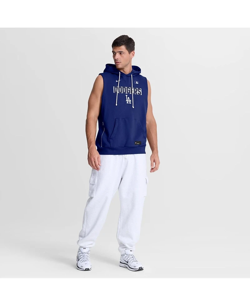 Nike Men's Royal Los Angeles Dodgers Authentic Collection Standard Issue Dri-fit Sleeveless Hoodie