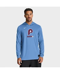 Nike Men's Light Blue Philadelphia Phillies Authentic Collection Dri-fit Long Sleeve Hoodie