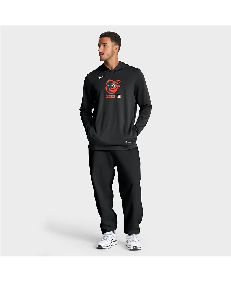 Nike Men's Black Baltimore Orioles Authentic Collection Dri-fit Long Sleeve Hoodie