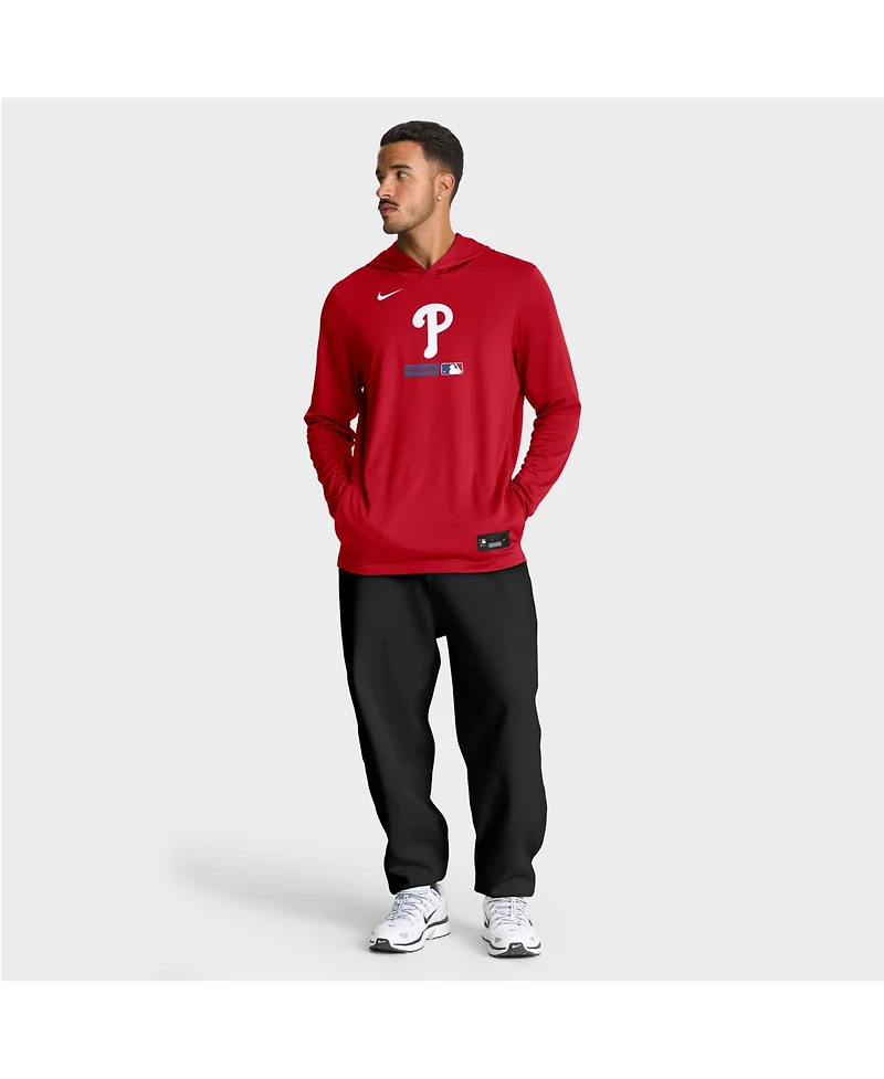 Nike Men's Red Philadelphia Phillies Authentic Collection Dri-fit Long Sleeve Hoodie