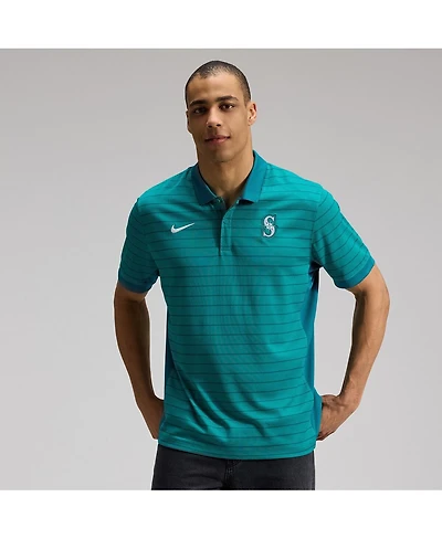 Nike Men's Teal Seattle Mariners Authentic Collection Striped Victory Dri-fit Polo Shirt
