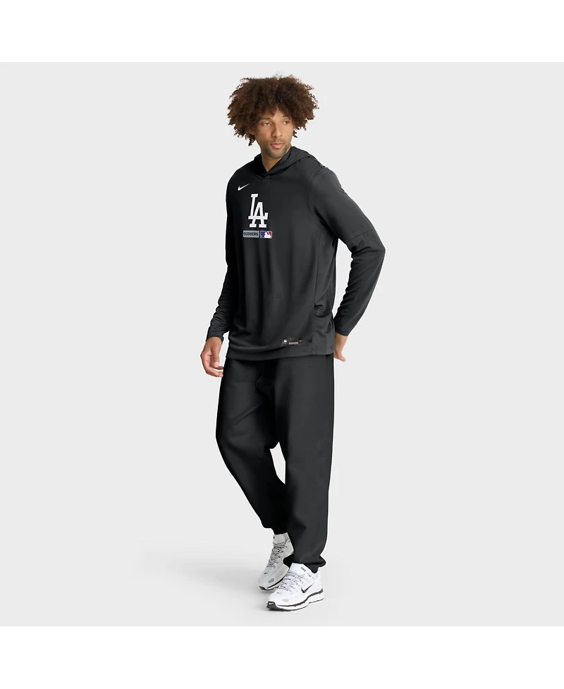 Nike Men's Black Los Angeles Dodgers Authentic Collection Dri-fit Long Sleeve Hoodie