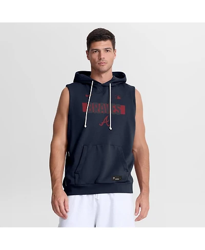 Nike Men's Navy Atlanta Braves Authentic Collection Standard Issue Dri-fit Sleeveless Hoodie