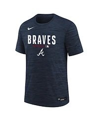 Nike Big Boys and Girls Navy Atlanta Braves Authentic Collection Velocity Dri-fit T-Shirt