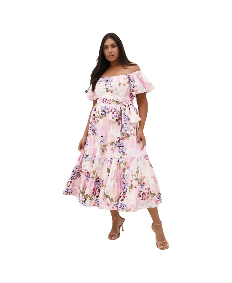 City Chic Plus Aliyah Print Midi Dress