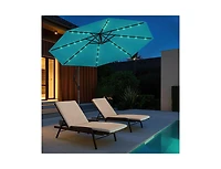 Lucky One 10 ft Solar Offset Patio Umbrella with Base 32 Led Lights 360 Rotation
