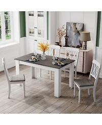 Gouun 47 in Rectangular Kitchen Dining Table for 4 with Anti-Scratch Foot Pads