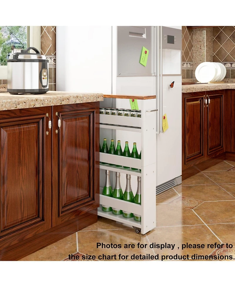 Gnuadz 4-Tier Slim Slide-Out Rolling Storage Cart for Narrow Spaces