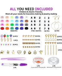 Gnuadz 6000 Clay Beads Bracelet Making Kit Preppy Friendship Polymer Charms Crafts Gifts Ages 6-12 Classic