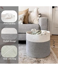 Gnuadz Cotton Rope Basket 15×14" Soft Handles Nursery Laundry Blanket, 42L